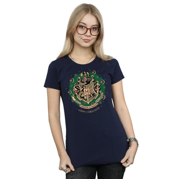 Harry Potter T-shirt i bomull med julkrans för damer/damer