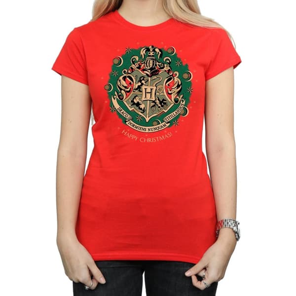 Harry Potter T-shirt i bomull med julkrans för damer/damer