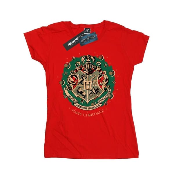Harry Potter T-shirt i bomull med julkrans för damer/damer