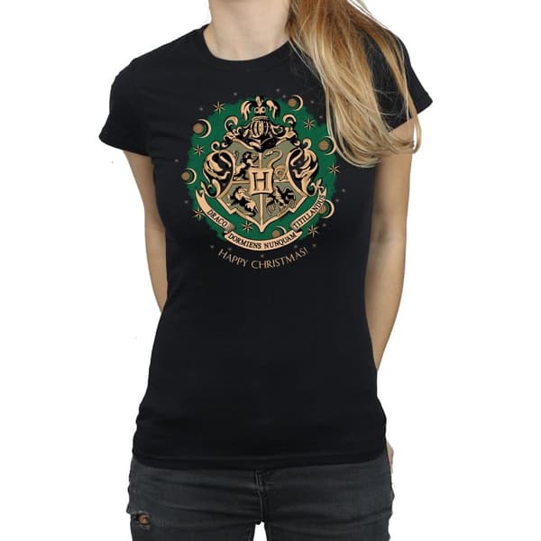 Harry Potter T-shirt i bomull med julkrans för damer/damer