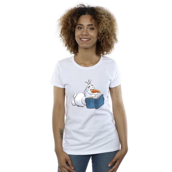 Disney Womens/Ladies Frozen Olaf Reading Cotton T-Shirt