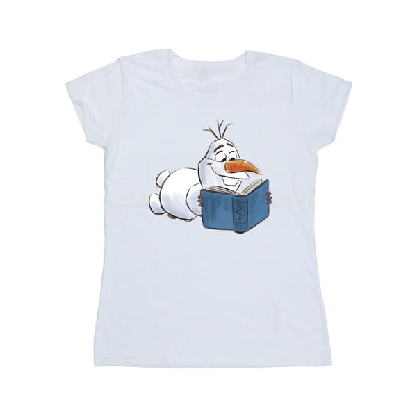 Disney Womens/Ladies Frozen Olaf Reading Cotton T-Shirt White M
