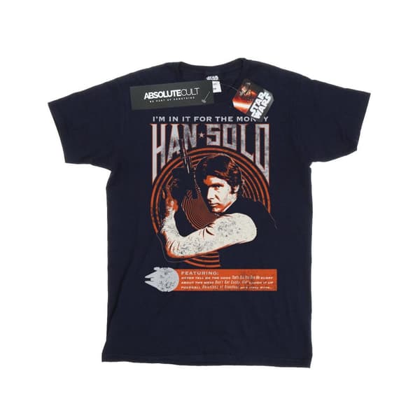 Star Wars Girls Han Solo Rock Poster Cotton T-Shirt Navy Blue 12-13 Years
