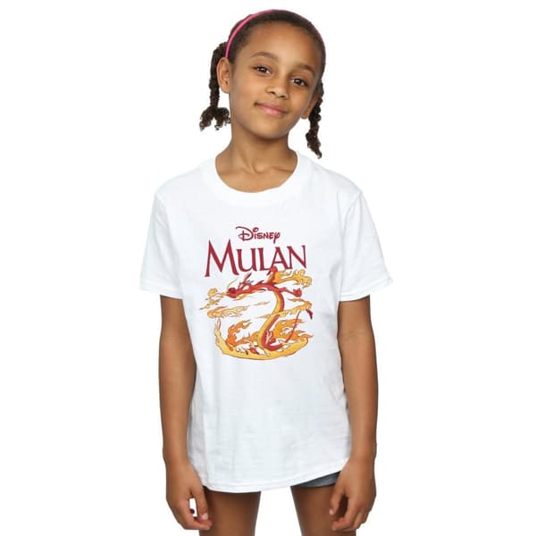 Disney Girls Mulan Mushu Dragon Fire Cotton T-Shirt