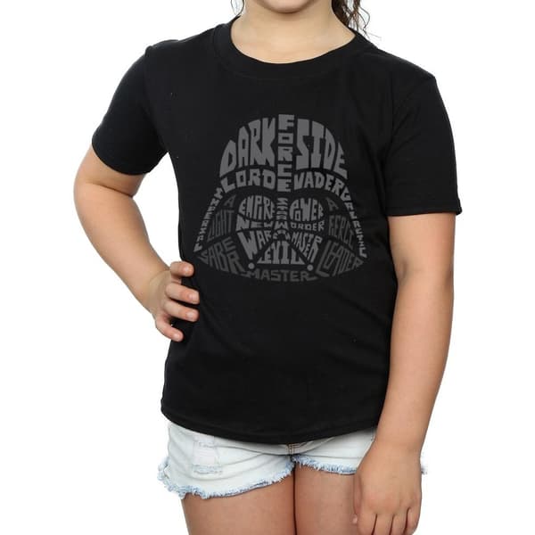 Star Wars Darth Vader Text Head T-shirt i bomull för flickor