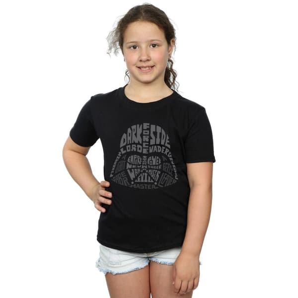 Star Wars Darth Vader Text Head T-shirt i bomull för flickor