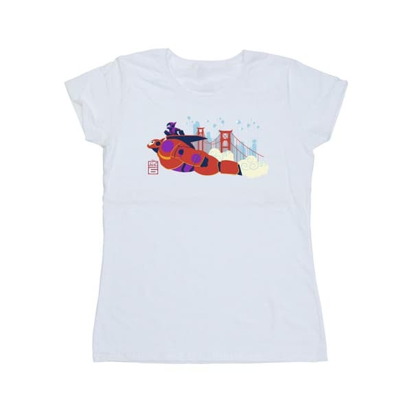 Disney Womens/Ladies Big Hero 6 Baymax Hiro Bridge Cotton T-Shirt