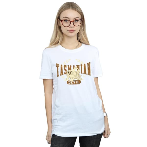 Looney Tunes Womens/Ladies Tasmanian Devil Varsity Cotton Boyfriend T-Shirt