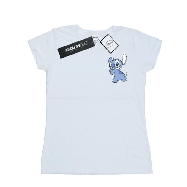 Disney Womens/Ladies Lilo And Stitch Stitch Backside Breast Print Cotton T-Shirt White S