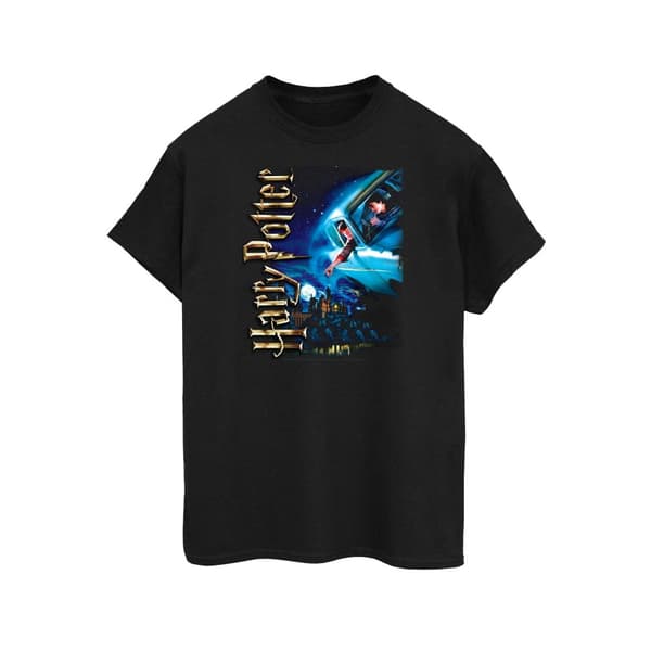 Harry Potter Womens/Ladies Smiles At Hogwarts Cotton Boyfriend T-Shirt Black S