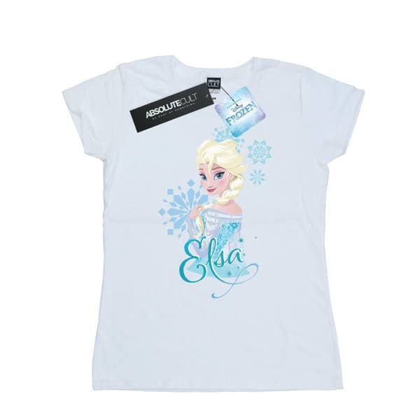 Disney Dam/Tjej Frozen Elsa Snöflingor Bomulls-T-shirt