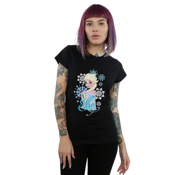 Disney Dam/Tjej Frozen Elsa Snöflingor Bomulls-T-shirt