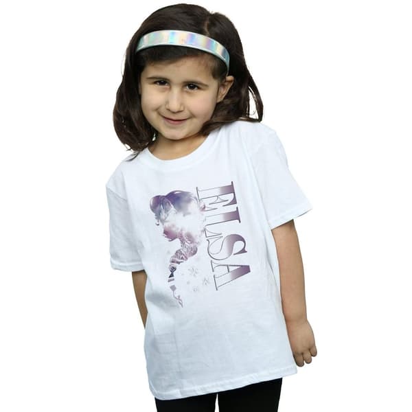 Disney Girls Frozen Ice Kingdom Silhouette Cotton T-Shirt