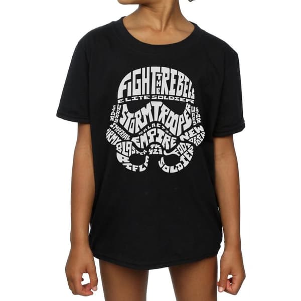 Star Wars T-shirt i bomull med Stormtrooper-text och huvud för flickor