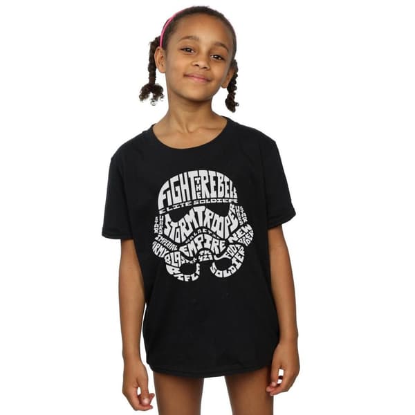 Star Wars T-shirt i bomull med Stormtrooper-text och huvud för flickor