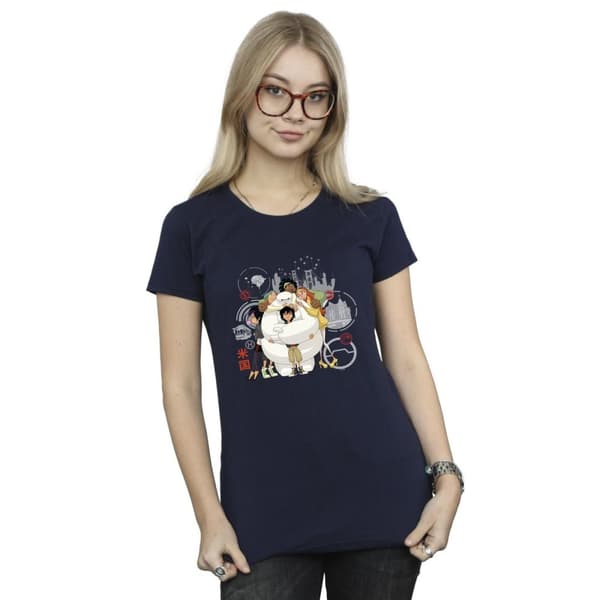 Disney Womens/Ladies Big Hero 6 Baymax Group Hug Cotton T-Shirt