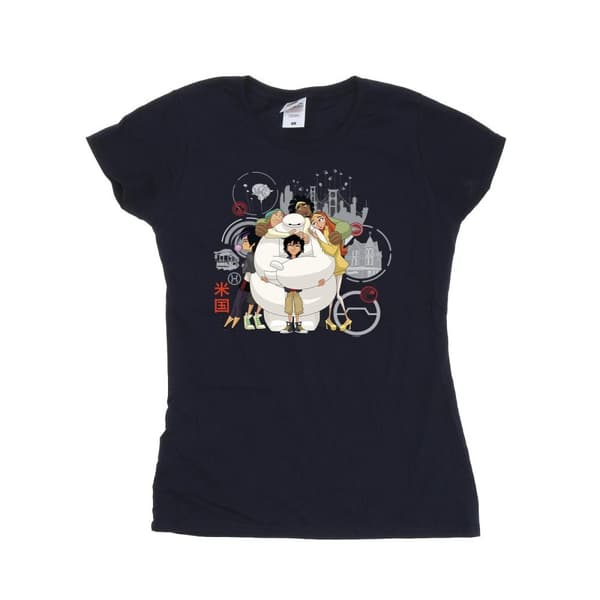 Disney Womens/Ladies Big Hero 6 Baymax Group Hug Cotton T-Shirt