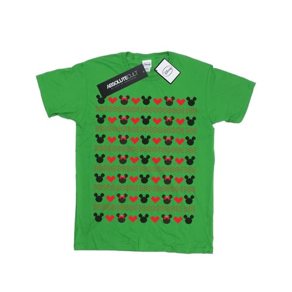 Disney Boys Mickey And Minnie Christmas Hearts T-Shirt Irish Green 9-11 Years