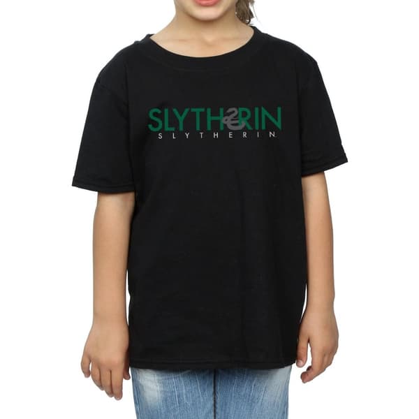 Harry Potter T-shirt i bomull med Slytherin-text för flickor