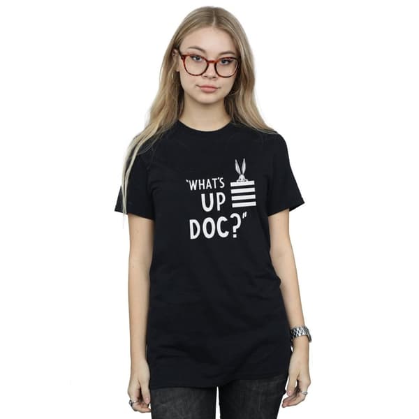 Looney Tunes Womens/Ladies Bugs Bunny What´s Up Doc Stripes Cotton Boyfriend T-Shirt