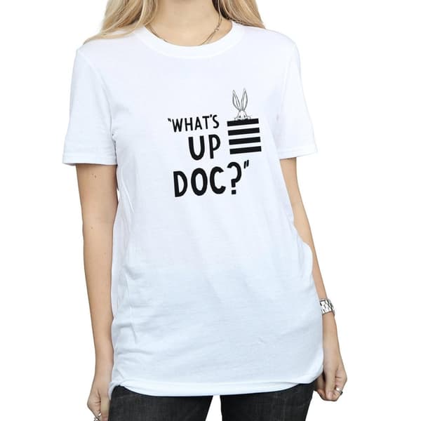 Looney Tunes Womens/Ladies Bugs Bunny What´s Up Doc Stripes Cotton Boyfriend T-Shirt