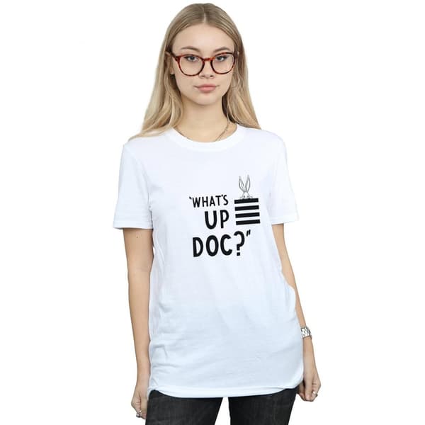 Looney Tunes Womens/Ladies Bugs Bunny What´s Up Doc Stripes Cotton Boyfriend T-Shirt