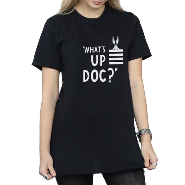 Looney Tunes Womens/Ladies Bugs Bunny What´s Up Doc Stripes Cotton Boyfriend T-Shirt