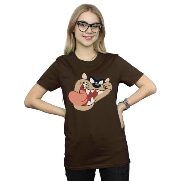 Looney Tunes Womens/Ladies Tasmanian Devil Face Cotton Boyfriend T-Shirt