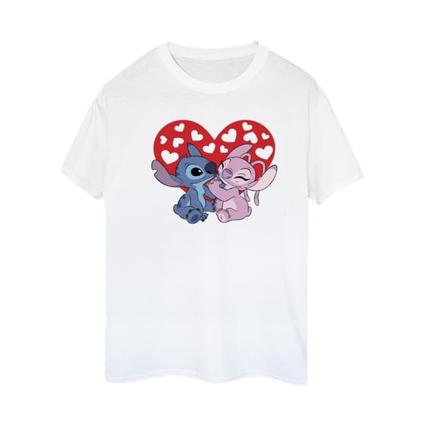 Disney Womens/Ladies Lilo & Stitch Hearts Cotton Boyfriend T-Shirt