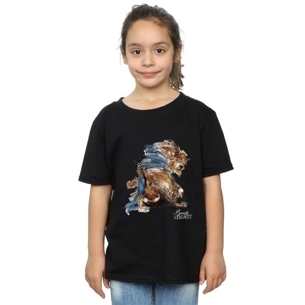 Disney Skönheten och odjuret - T-shirt i bomull med odjursskiss för flickor