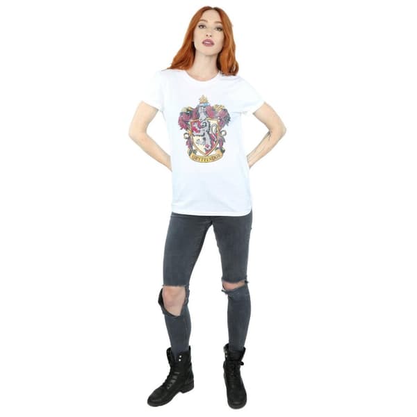 Harry Potter Womens/Ladies Gryffindor Distressed Crest Cotton Boyfriend T-Shirt