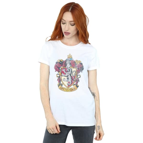 Harry Potter Womens/Ladies Gryffindor Distressed Crest Cotton Boyfriend T-Shirt