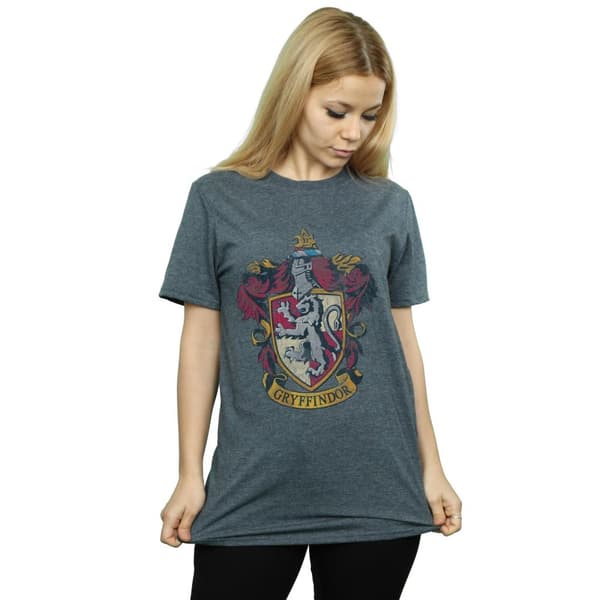 Harry Potter Womens/Ladies Gryffindor Distressed Crest Cotton Boyfriend T-Shirt