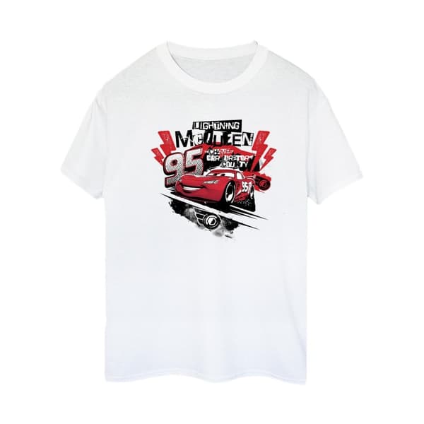 Disney Dam/Tjej Cars Blixten McQueen Collage Bomull Boyfriend T-shirt