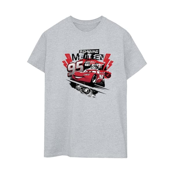 Disney Dam/Tjej Cars Blixten McQueen Collage Bomull Boyfriend T-shirt