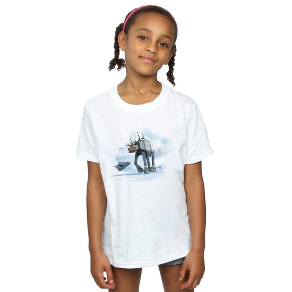 Star Wars Julig t-shirt i bomull med AT-AT-ren för flickor