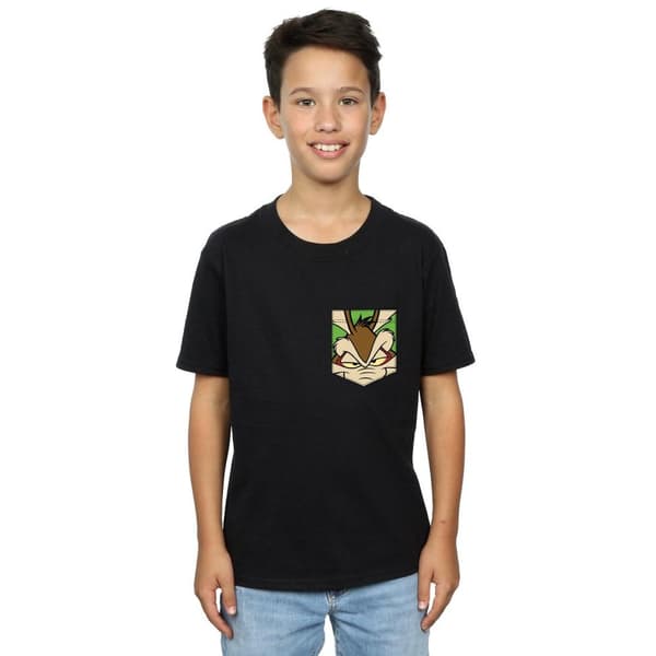 Looney Tunes Boys Wile E Coyote Face Faux Pocket T-Shirt