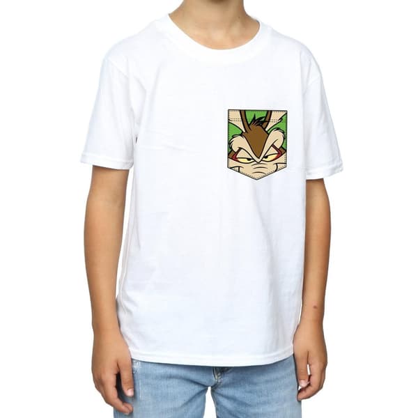 Looney Tunes Boys Wile E Coyote Face Faux Pocket T-Shirt