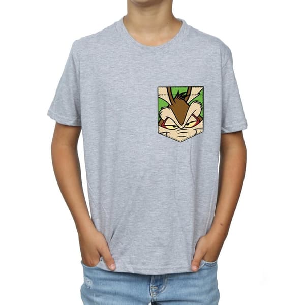 Looney Tunes Boys Wile E Coyote Face Faux Pocket T-Shirt