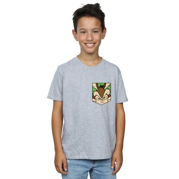 Looney Tunes Boys Wile E Coyote Face Faux Pocket T-Shirt