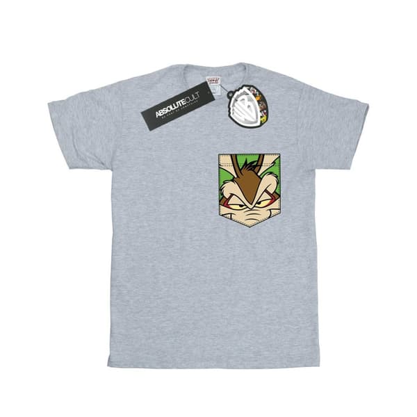 Looney Tunes Boys Wile E Coyote Face Faux Pocket T-Shirt