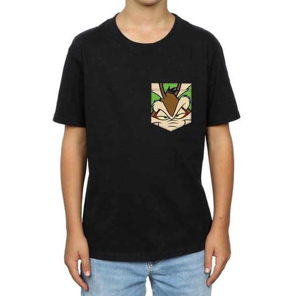 Looney Tunes Boys Wile E Coyote Face Faux Pocket T-Shirt