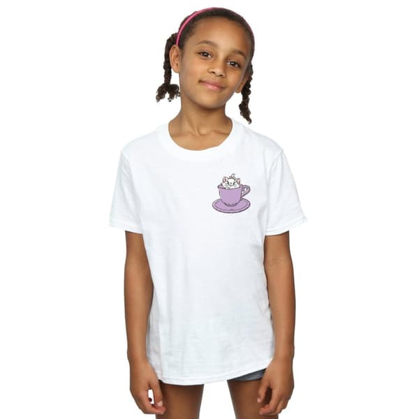 Disney T-shirt i bomull med brösttryck och Aristocats Marie in Cup-tryck för flickor