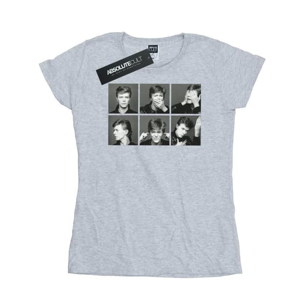 David Bowie Womens/Ladies Photo Collage Cotton T-Shirt Sports Grey XXL