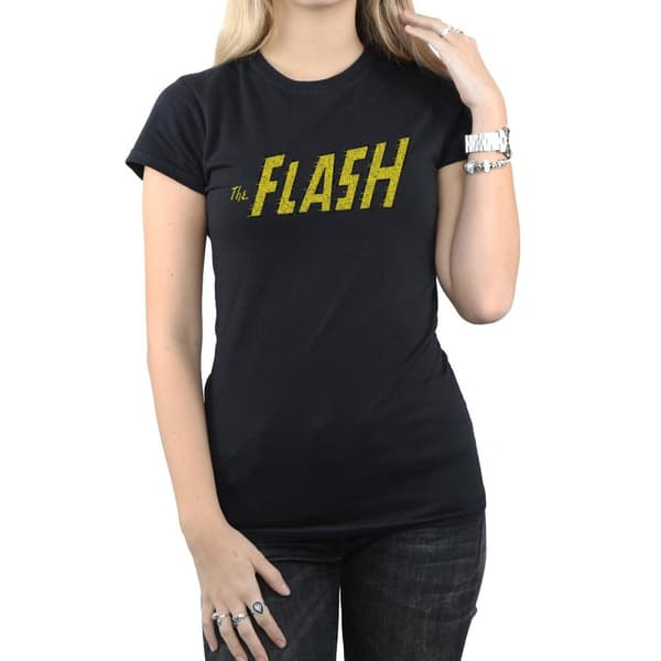 DC Comics Womens/Ladies Flash Crackle Logo Cotton T-Shirt
