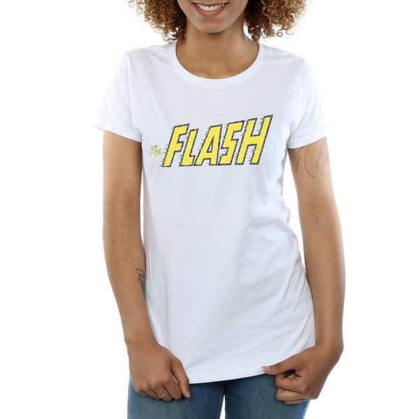 DC Comics Womens/Ladies Flash Crackle Logo Cotton T-Shirt