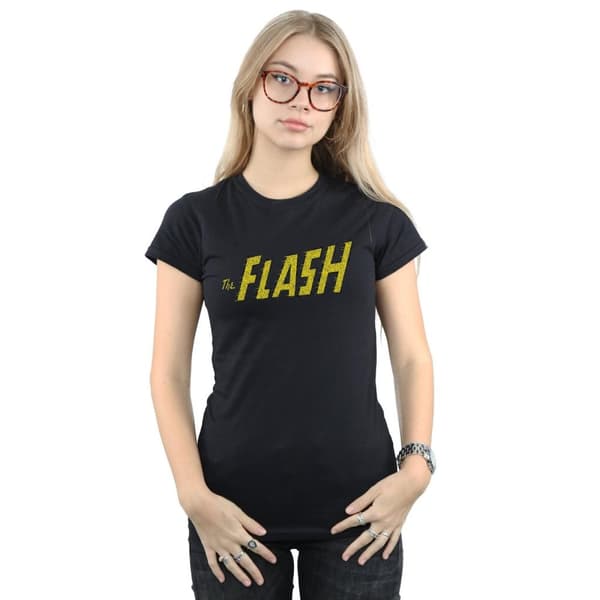 DC Comics Womens/Ladies Flash Crackle Logo Cotton T-Shirt