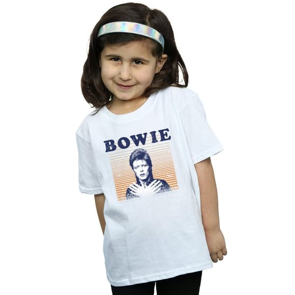 David Bowie Girls Orange Stripes Cotton T-Shirt