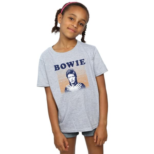 David Bowie Girls Orange Stripes Cotton T-Shirt
