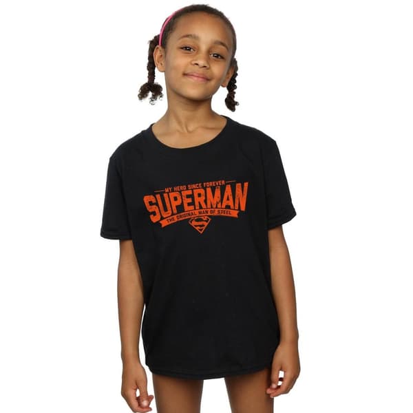 DC Comics T-shirt i bomull med Superman My Hero för flickor